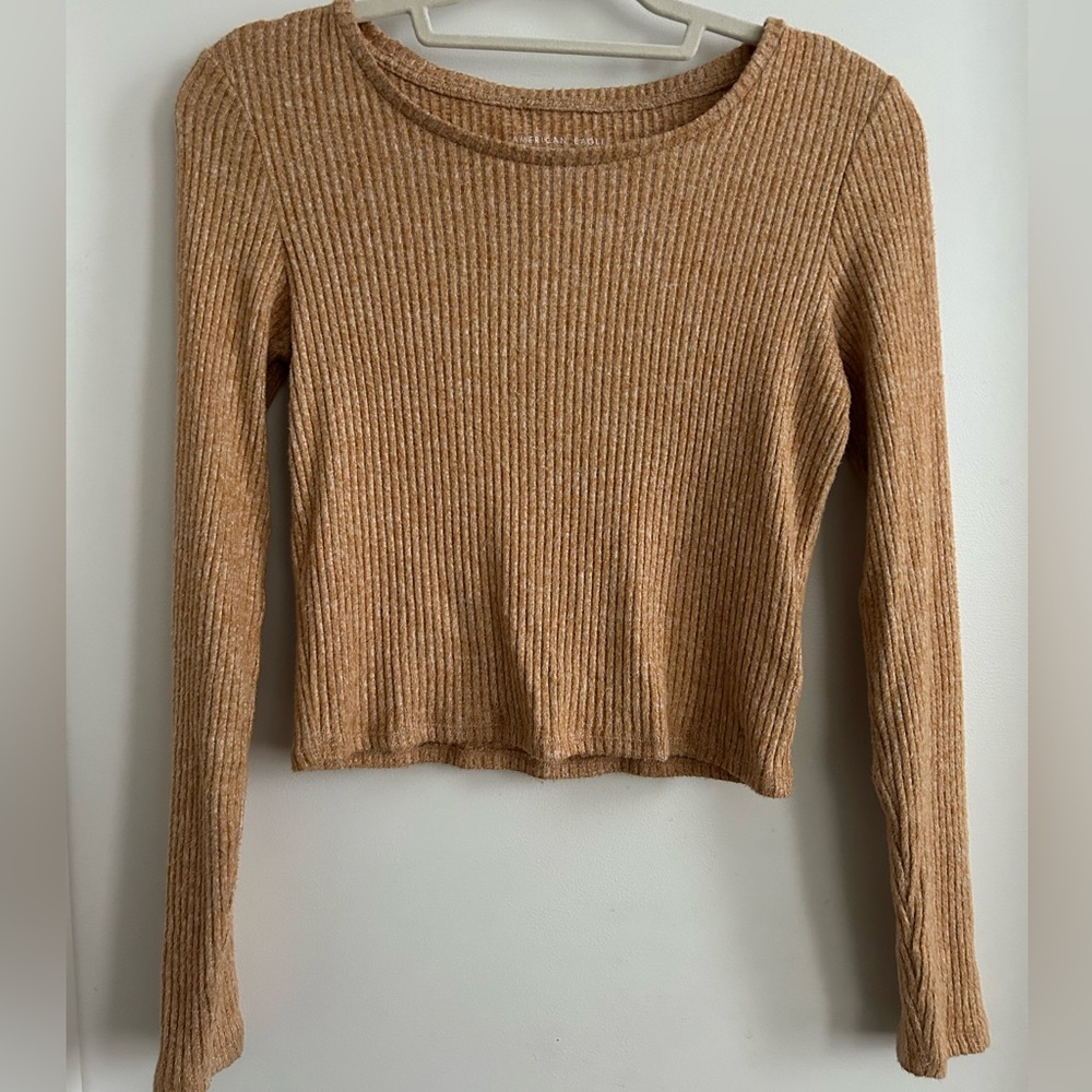 American Eagle Outfitters Tan Ribbed Top - S